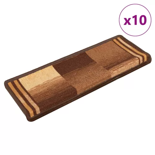 vidaXL 10 db barna öntapadó lépcsőszőnyeg 65x21x4 cm