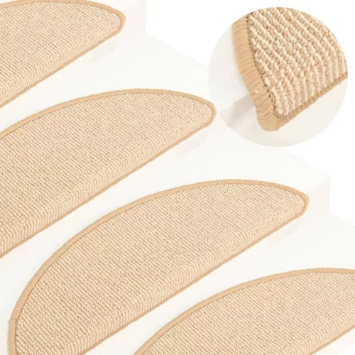 vidaXL 15 db krémszínű, félkör alakú lépcsőszőnyegek, nagy méretben, 65 x 21 x 4 cm