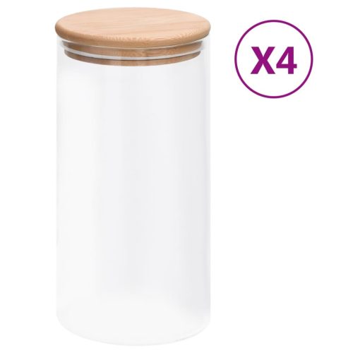 vidaXL 4 db üvegedény bambuszfedéllel 1200 ml