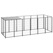 vidaXL fekete acél kutyakennel 330 x 110 x 110 cm