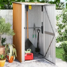   vidaXL barna horganyzott acél kerti fészer 118,5 x 97 x 209,5 cm