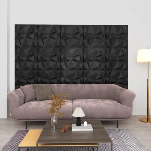 vidaXL 24 darab gyémánt fekete 3D fali panel 50 x 50 cm 6 m²