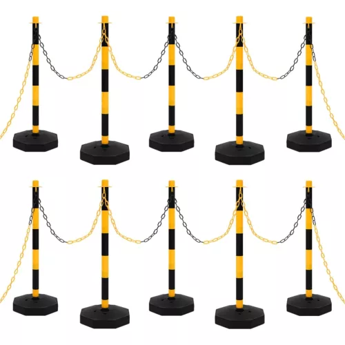 vidaXL lánctartóoszlop-szett 10 m-es műanyag lánccal