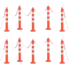   vidaXL 10 db polietilén forgalomterelő oszlop lánccal 75 cm