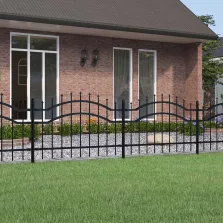   vidaXL fekete porszórt acél kerti kerítés lándzsa hegyekkel 115 cm