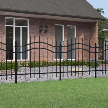   vidaXL fekete porszórt acél kerti kerítés lándzsa hegyekkel 140 cm
