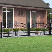  vidaXL fekete porszórt acél kerítéskapu lándzsa hegyekkel 305 x 120 cm