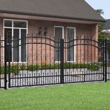   vidaXL fekete porszórt acél kerítéskapu lándzsás tetejjel 305 x 125 cm