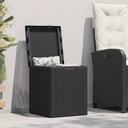 vidaXL fekete PP rattan kerti tároló doboz 90 L