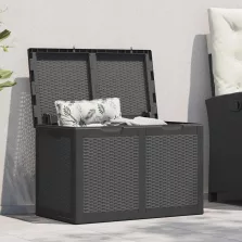 vidaXL fekete PP rattan kerti tárolóláda 180 L