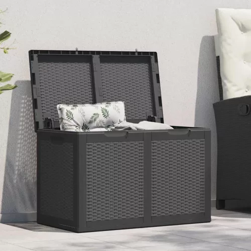 vidaXL fekete PP rattan kerti tárolóláda 180 L