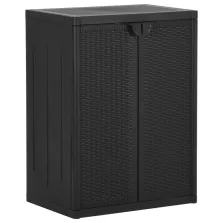   vidaXL fekete PP rattan kerti tárolószekrény 65 x 45 x 88 cm