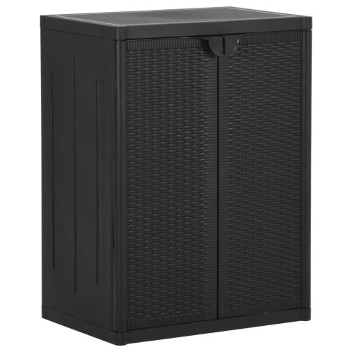 vidaXL fekete PP rattan kerti tárolószekrény 65 x 45 x 88 cm