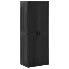  vidaXL fekete PP rattan kerti tárolószekrény 65 x 45 x 172 cm