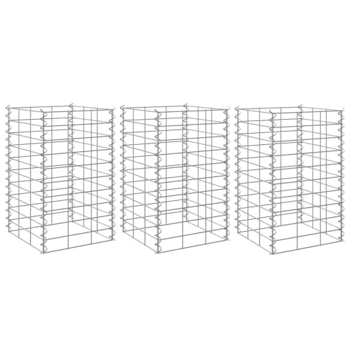 vidaXL 3 db vas gabion magaságyás 30 x 30 x 50 cm