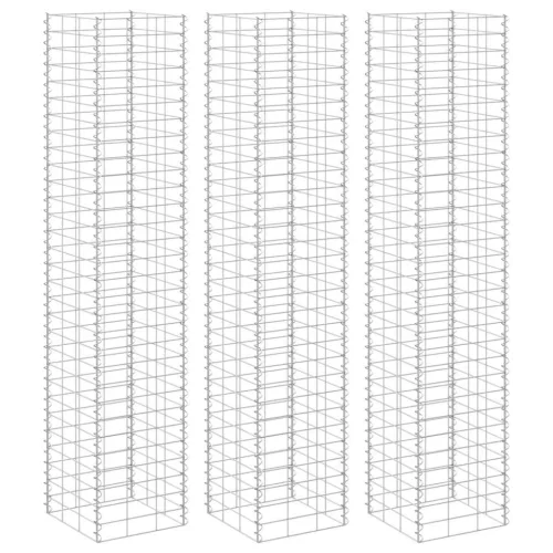 vidaXL 3 db vas gabion magaságyás 30 x 30 x 200 cm