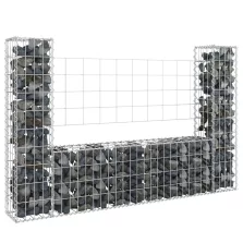   vidaXL U-alakú vas gabionkosár 2 oszloppal 40 x 20 x 100 cm