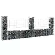   vidaXL U-alakú vas gabionkosár 3 oszloppal 260 x 20 x 100 cm
