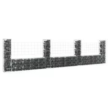  vidaXL U-alakú vas gabionkosár 4 oszloppal 380 x 20 x 100 cm
