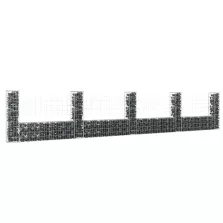   vidaXL U-alakú vas gabionkosár 5 oszloppal 500 x 20 x 100 cm