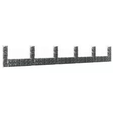   vidaXL U-alakú vas gabionkosár 6 oszloppal 620 x 20 x 100 cm