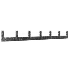   vidaXL U-alakú vas gabionkosár 7 oszloppal 740 x 20 x 100 cm