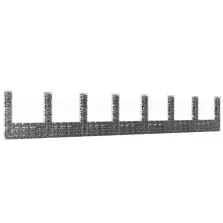   vidaXL U-alakú vas gabionkosár 8 oszloppal 860 x 20 x 150 cm