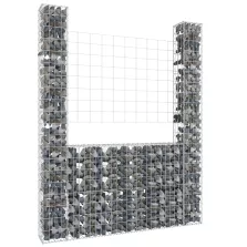   vidaXL U-alakú vas gabionkosár 2 oszloppal 140 x 20 x 200 cm