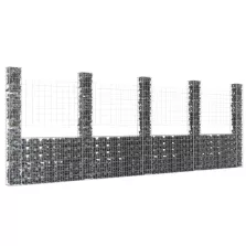  vidaXL U-alakú vas gabionkosár 5 oszloppal 500 x 20 x 200 cm