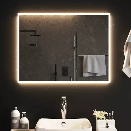 vidaXL LED-es fürdőszobatükör 80x60 cm