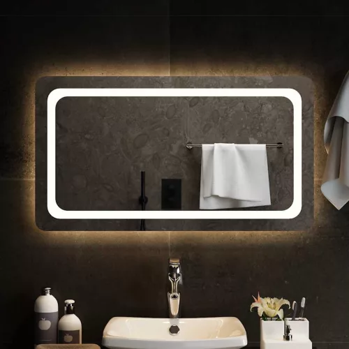 vidaXL LED-es fürdőszobatükör 90x50 cm