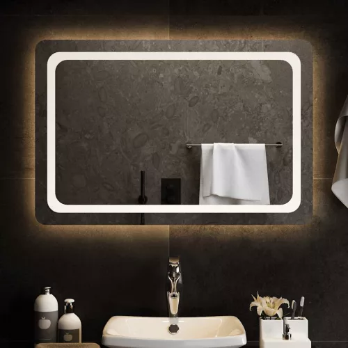 vidaXL LED-es fürdőszobatükör 90x60 cm