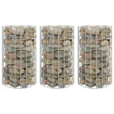   vidaXL 3 db kör alakú horganyzott acél gabion magaságyás Ø30 x 50 cm