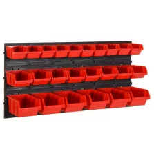   vidaXL 26 részes piros/fekete polipropilén műhelypolcszett 77 x 39 cm