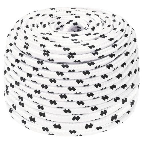 vidaXL fehér poliészter fonott csónakkötél 10 mm x 25 m