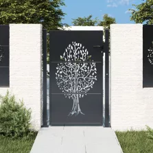 vidaXL antracitszürke famintás acél kertkapu 100x150 cm