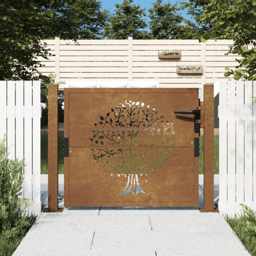 vidaXL famintás corten acél kerti kapu 105 x 80 cm