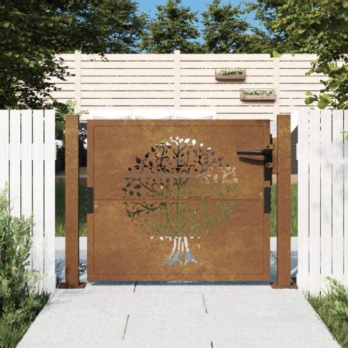 vidaXL rozsdaszínű famintás corten acél kerti kapu 105 x 105 cm