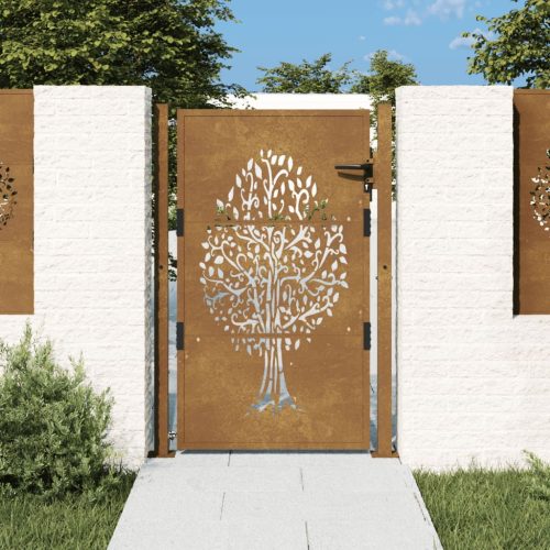 vidaXL famintás corten acél kerti kapu 105 x 130 cm