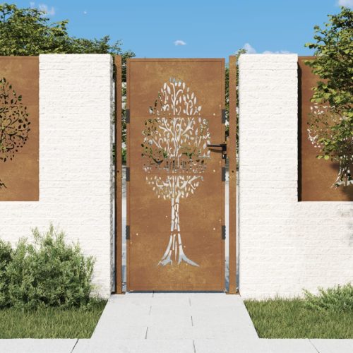 vidaXL famintás corten acél kerti kapu 105 x 180 cm