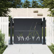   vidaXL antracitszürke fűmintás acél kertkapu 105 x 105 cm