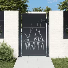   vidaXL antracitszürke fűmintás acél kertkapu 105 x 155 cm