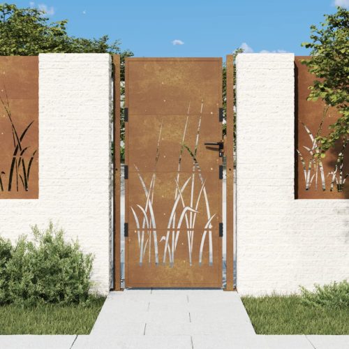 vidaXL fűmintás corten acél kerti kapu 105 x 180 cm