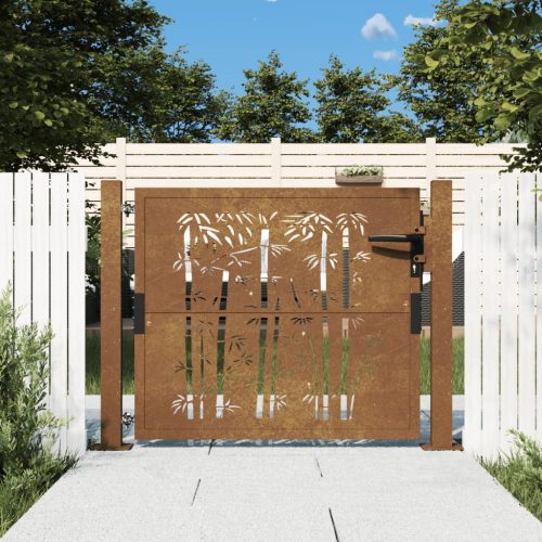 vidaXL bambuszmintás corten acél kerti kapu 105 x 105 cm