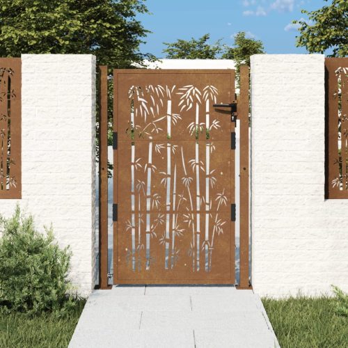 vidaXL bambuszmintás corten acél kerti kapu 105 x 130 cm