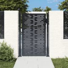   vidaXL antracitszürke négyszögmintás acél kertkapu 105 x 155 cm