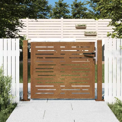 vidaXL famintás corten acél kerti kapu 105 x 80 cm
