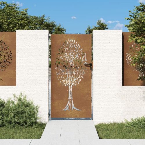 vidaXL famintás corten acél kerti kapu 85x200 cm