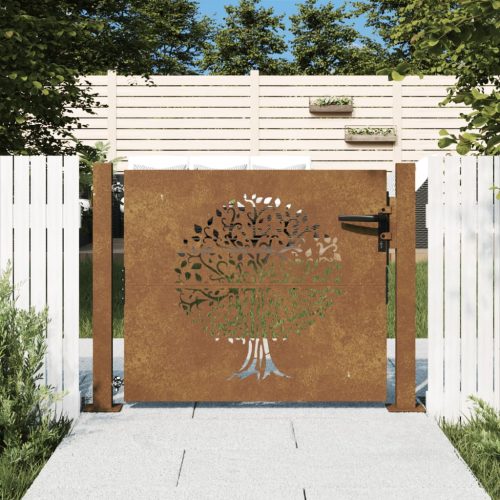 vidaXL rozsdaszínű famintás corten acél kerti kapu 105 x 105 cm