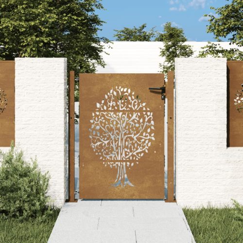 vidaXL famintás corten acél kerti kapu 105 x 130 cm